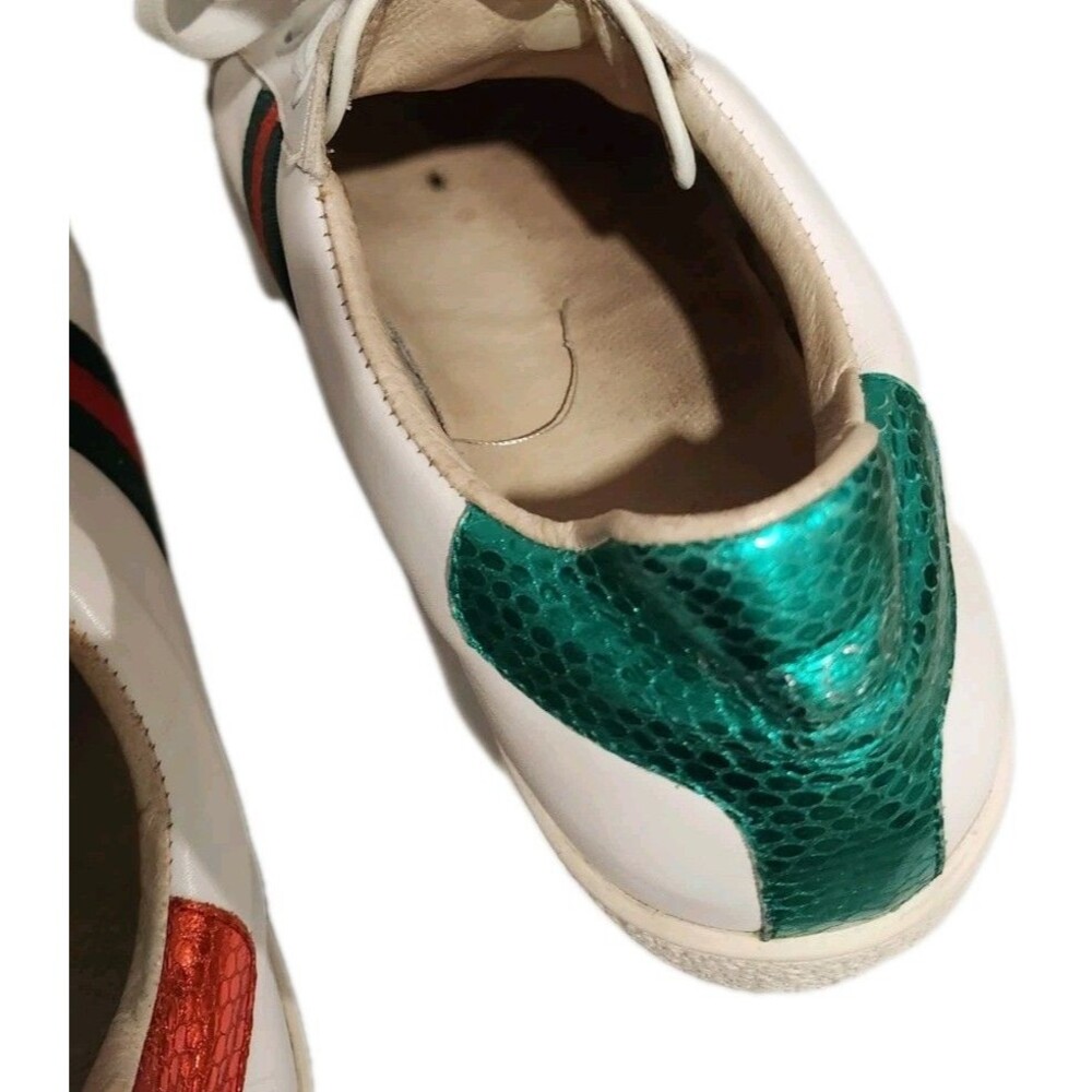 Gucci Ace Low-Top White Leather Bumblebee Sneakers White 40EU/8US Wom/6.5US Men - Picture 5 of 14